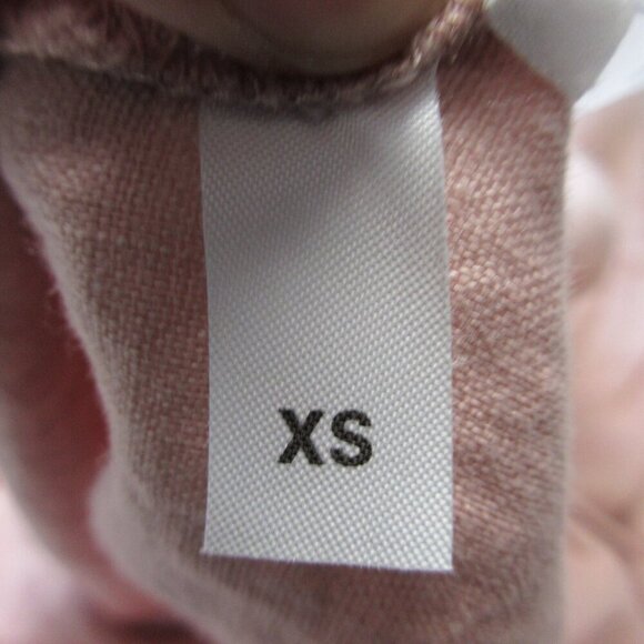 Reformation Women's 100% Linen Blouse XS Pink Ruffle Bloom Button Preppy 138 - Picture 4 of 10